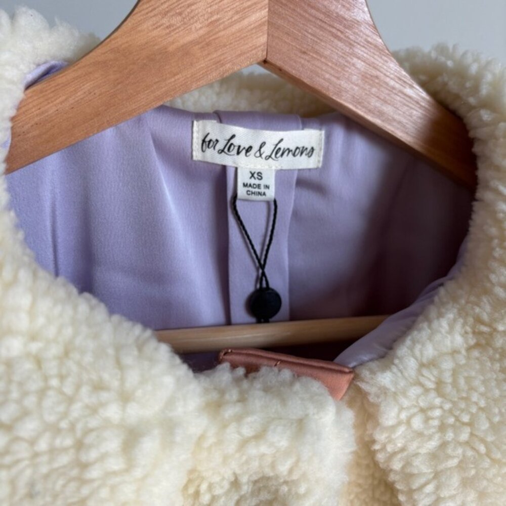 $169 NWT Cream For Love And Lemons “Katrina” Faux Shearling Jacket Sz XS S - Picture 4 of 11